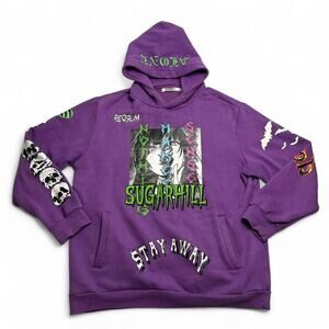 Sugarhill Purple Anime Skull Graphic Hoodie Size 3XL Streetwear